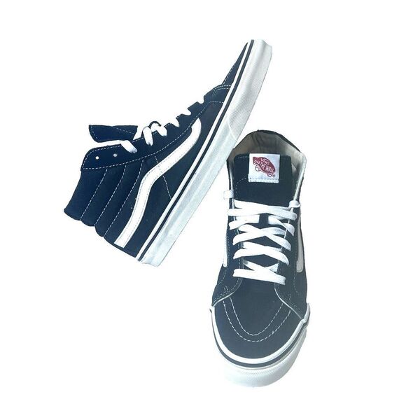 Vans SK8-Hi Sneaker Skate Shoe Womens 8.5 Black/White Suede Canvas Men 7 Lace Up - Picture 1 of 12